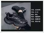 Men's Thick-soled Sports Running Shoes with A Breathable Mesh and Laced Solid Color Simple Design Spring and Summer Flat Shoes