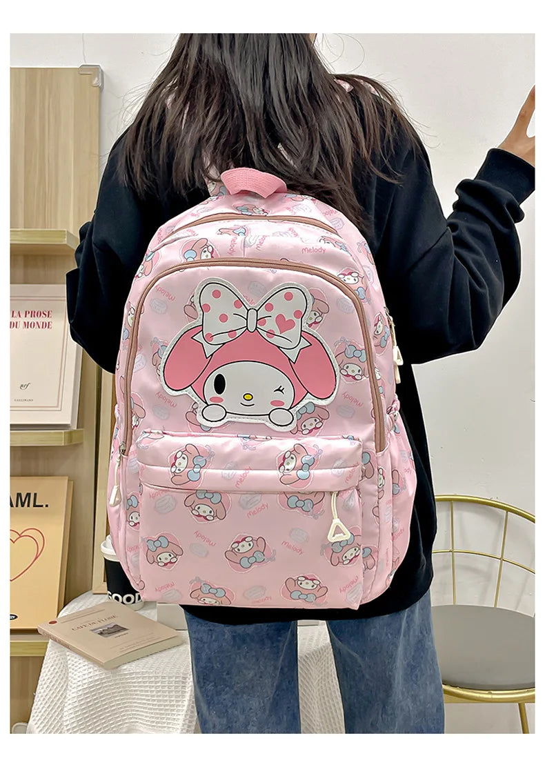 Sanrio Start Of School Season Backpack Anime Kuromi Cinnamoroll Student Bag Large Capacity Women Bag For Children Girls Gift ﻿