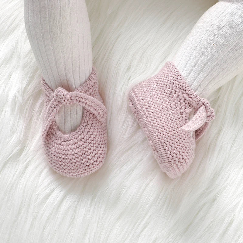 Baby Shoes Knit Newborn Boy Girls Bed Boots Fashion Cute Bow Infant Clothing Accessories Toddler Children Shallow Footwear 0-18M
