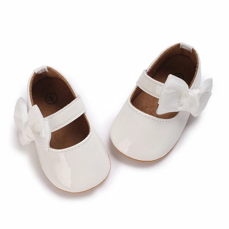 0-1 Year Old Baby Walking Shoes PU Leather Soft Sole Anti Slip Butterfly Bow Newborn Baby Shoes Breathable Anti Slip