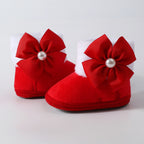 Toddler Baby Shoes Fall Winter Girls Boots Infant cotton Fuzzy First Walker Soft Sole Furry Bow Non-slip First Walker Shoes