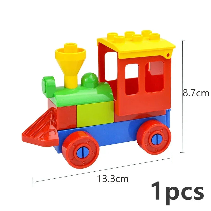 City View Large Building Bricks Wheel Bridge Big Size Track Bricks Train Straight Curved Switch Railway Compatible Duploes Toys