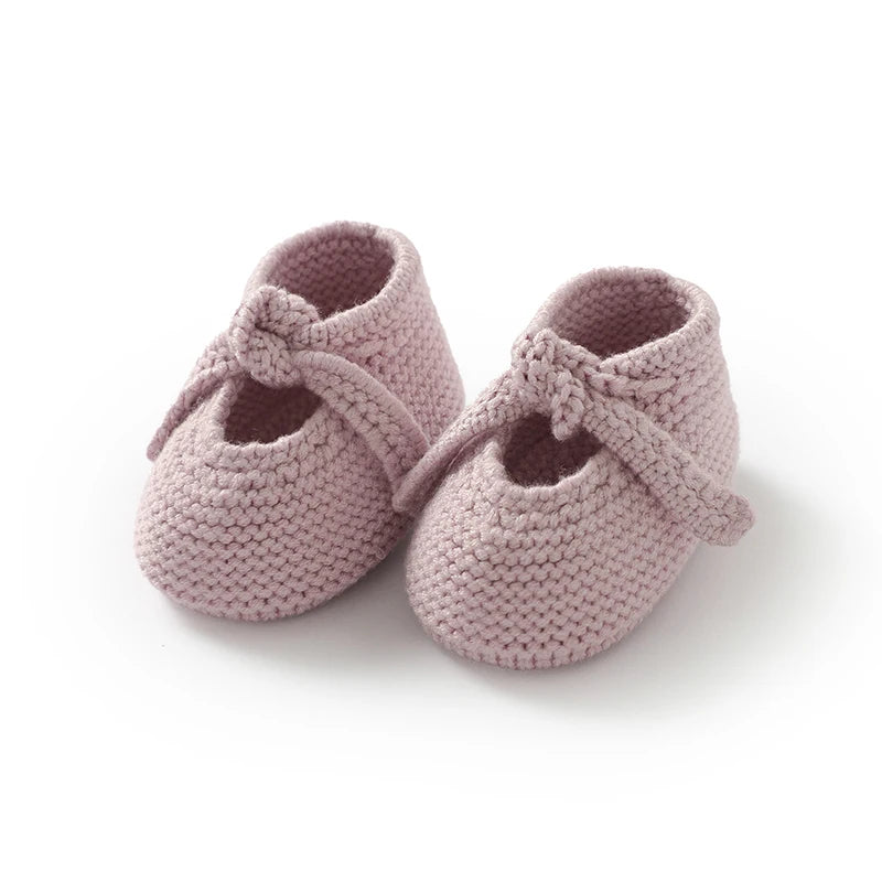 Baby Shoes Knit Newborn Boy Girls Bed Boots Fashion Cute Bow Infant Clothing Accessories Toddler Children Shallow Footwear 0-18M
