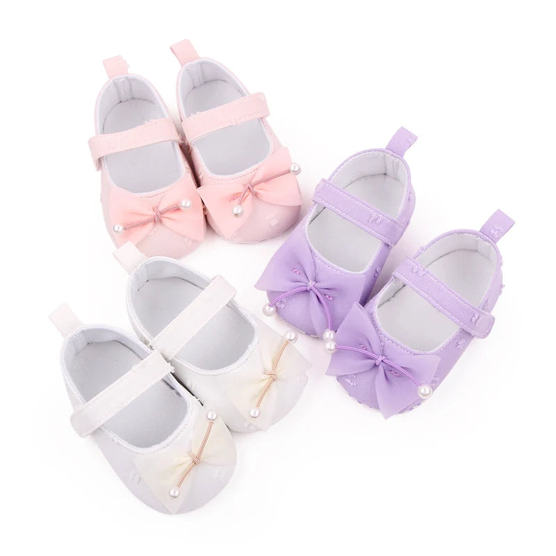 Baby Step Front Shoes Spring and Autumn New Style Girls' Baby Shoes with Korean-style Bowknots and Anti-slip Soft Soles BY2235