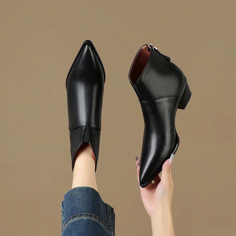 2024 New Autumn Winter Women Boots Fashion Pointed Toe Chelsea Boots for Women Ankle Boots Retro Ladies Women Shoes