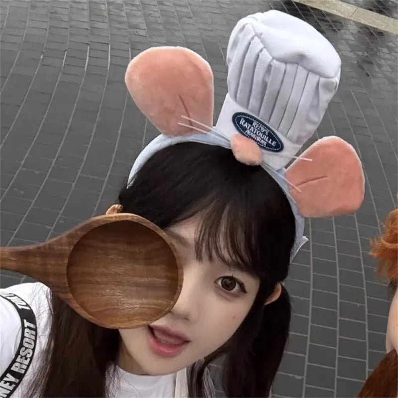 Kawaii Cartoon Hairband Ratatouilleing Cute Headband Ratatouille Hairpin Mouse Ears Headdress Girl Kids Party Gift Toys
