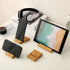 VIKEFON Desktop Bamboo Phone Holder Practical Wooden Smartphone Charging Stand Creative Lazy Multi-functional Stand