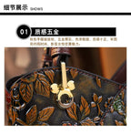 Light Luxury PU Leather Tote Bag Large Capacity Crossbody Women Bag Fashion Vintage Flower Pattern Purse and Handbag