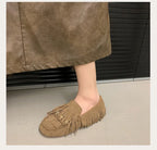 Soft Soled Retro Women Shoes Spring New Round Flat Shoe Fashion Womens Tassel Bean Shoes Casual Women Sports Shoe Zapatosbaratos