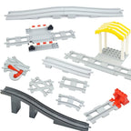Big Size Track Bricks Train Straight Curved Switch Railway City View  Large Building Bricks Wheel Bridge Toys Compatible Duploes