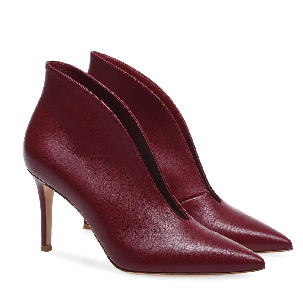 Crescent Hollow Ankle Boots Pointed Toe Ankle Boots Velvet Low Fashion White Design Stiletto Comfortable Plus Size Women Shoes