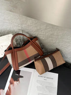 Small Size 30CM Elegant Women Bag Striped Canvas + Cowhide Top Handle Bag Women's Single Shoulder Crossbody Luxury Designer Bag