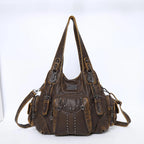 Angelkiss Women Bag Large Handbags Satchel Top-handle PU Shoulder Bag Vintage Dumpling Pack Multi-pockets Shoulder Bags Purse