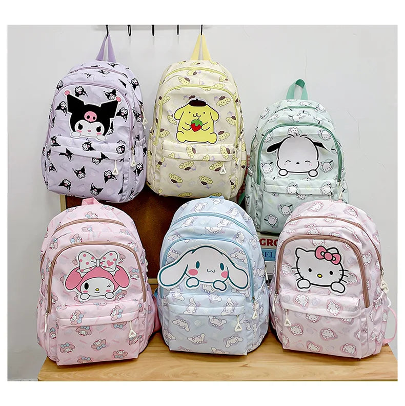 Sanrio Start Of School Season Backpack Anime Kuromi Cinnamoroll Student Bag Large Capacity Women Bag For Children Girls Gift ﻿