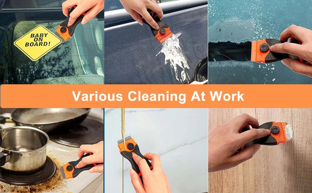 Plastic & Metal Razor Blade Scraper, Window Glass Cleaner, Vinyl Film & Adhesive Remover Tool for Car Home Clean Scraper tool