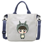 Cartoon Totoro Canvas Women Bag Boys Girl Simple Light Handbag Tote Bags Cute Cartoon Anime Crossbody Shoulder Packet Gift