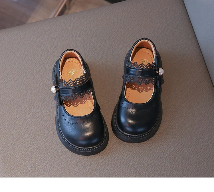 Girls Small Leather Shoes Size 23-36 Soft Bottom Leather Children's Single Shoes Beige Fashion Versatile Children's Baby Shoes