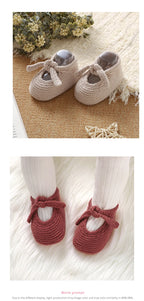 Baby Shoes Knit Newborn Boy Girls Bed Boots Fashion Cute Bow Infant Clothing Accessories Toddler Children Shallow Footwear 0-18M