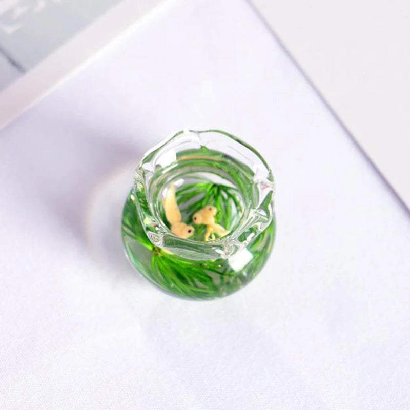 1:12 Miniature Model Mini Fish Tank Bowl Simulation Aquarium Scene Model For Home Desktop Ornament Dollhouse Toys Decoration