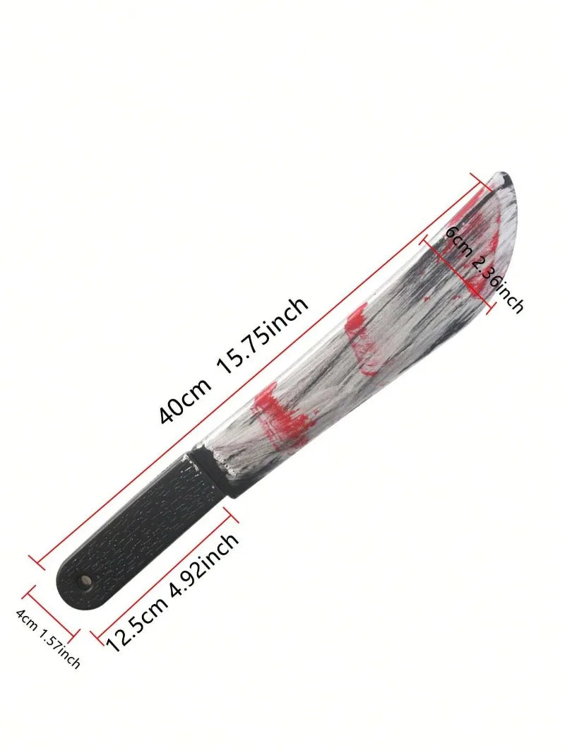 48.5cm/19.09in Plastics Fake Blood Knife Party Supplies Weapon Props Model Halloween Cosplay Funny Gift Collectible Outdoor Toys