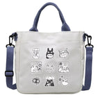 Cartoon Totoro Canvas Women Bag Boys Girl Simple Light Handbag Tote Bags Cute Cartoon Anime Crossbody Shoulder Packet Gift