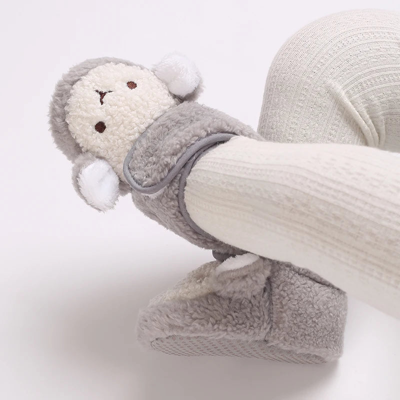 Cute Bear Baby Shoes Cartoon Soft Soled Snow Boots for Infant Boy Girl Autumn Winter Warm Thicken Plush Kids First Walkers 0-18M