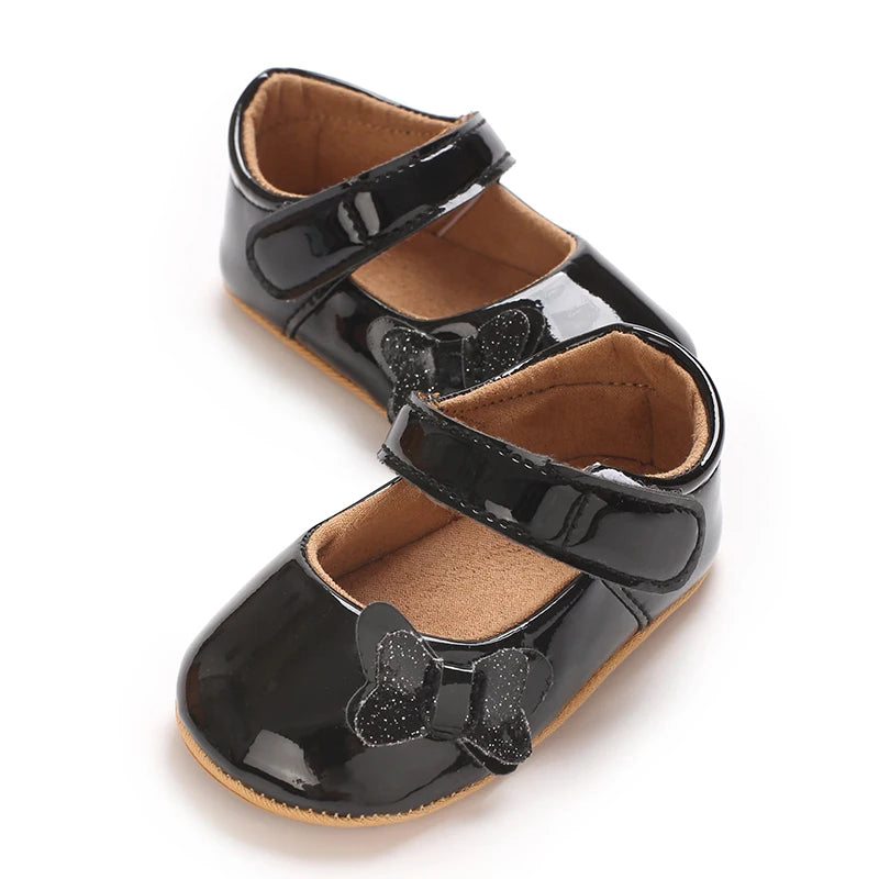 0-12 Months Baby Shoes PU Leather Shallow Mouth Single Shoe Bow Baby Walking Shoes Princess Shoes Baby Shoes