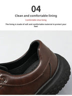 Trendy Men's Leather Shoes British Style Thick Bottom Casual Low Help Lace up Heightening Black Loafers Breathable Shoes