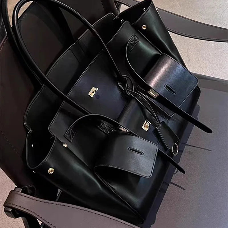 Brand Tote Bag Rodeo Lock Design Women Bag High-quality Soft Pu Leather Handbag Large-capacity Storage Bag Commuter Shoulder Bag