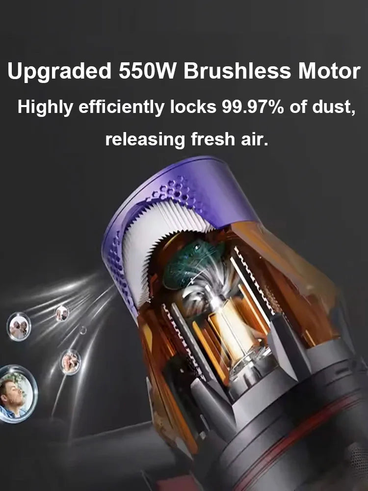 550W Cordless Vacuum Cleaner 45000Pa,Stick Vacuum with Touch Display,Removable Battery,Handheld Dust Cleaners For Home Clean