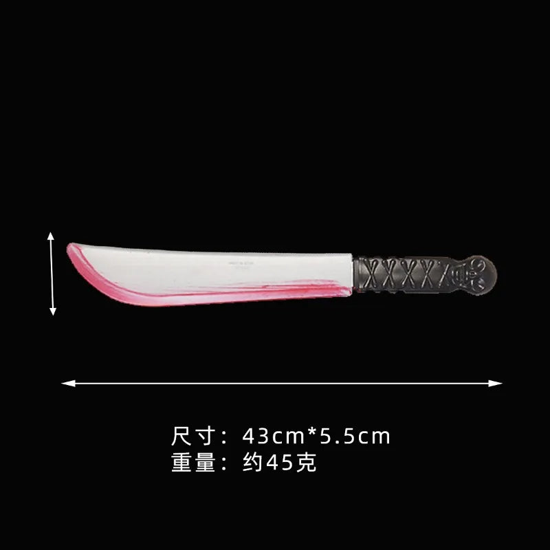48.5cm/19.09in Plastics Fake Blood Knife Party Supplies Weapon Props Model Halloween Cosplay Funny Gift Collectible Outdoor Toys