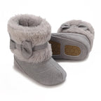 0-18M baby shoes Girls winter plush comfort snow boots cute bow cotton shoes baby soft soled non-slip toddler shoes