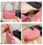 French handbag women bag semi-circular crescent single shoulder armpit bag fashionable commuting niche letter crossbody handbag