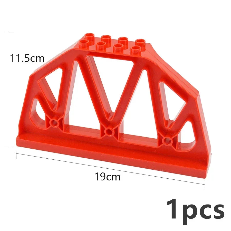 Big Size Track Bricks Train Straight Curved Switch Railway City View  Large Building Bricks Wheel Bridge Toys Compatible Duploes