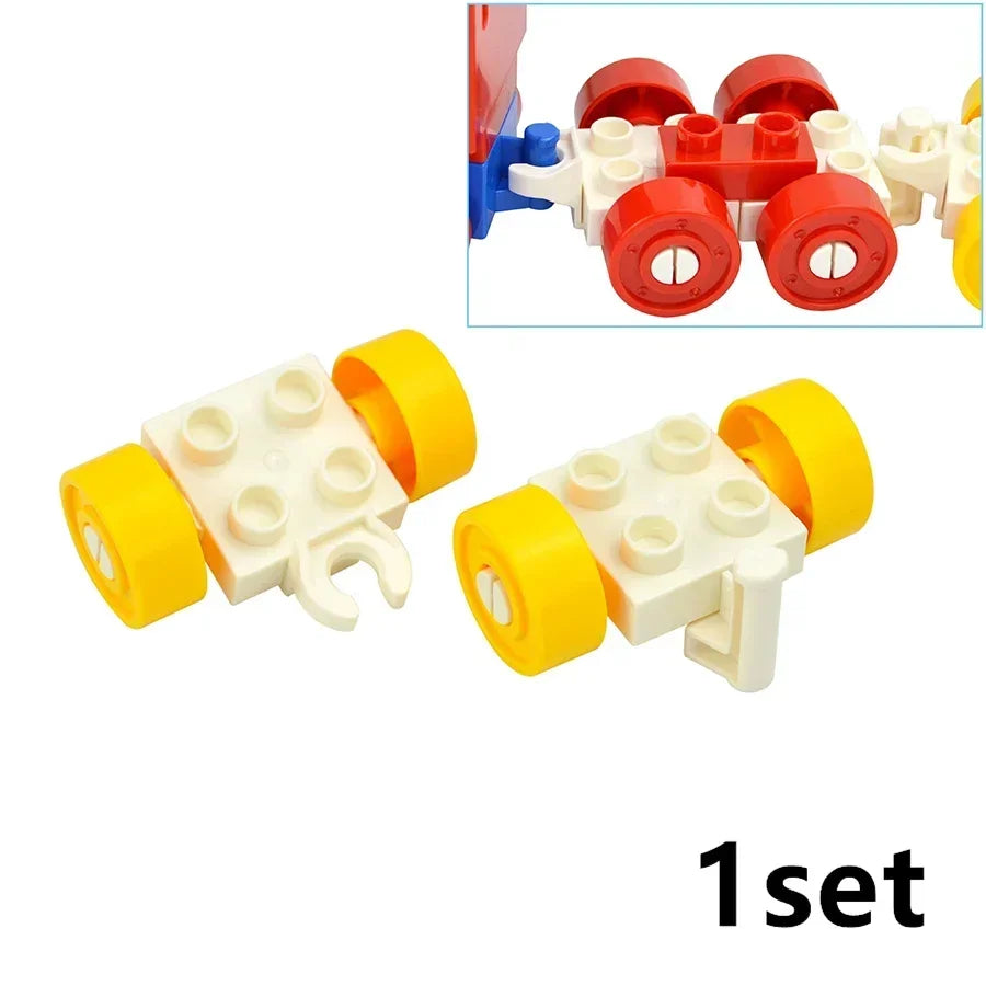 City View Large Building Bricks Wheel Bridge Big Size Track Bricks Train Straight Curved Switch Railway Compatible Duploes Toys