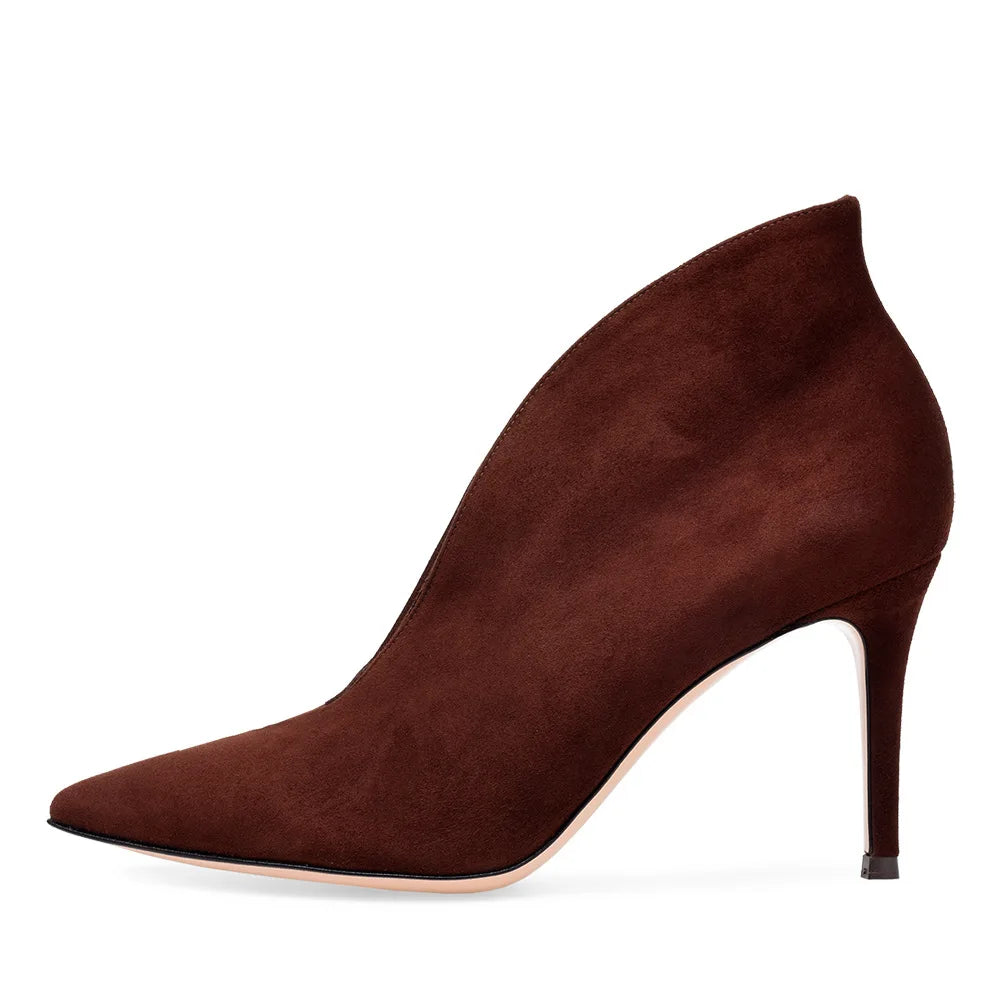Crescent Hollow Ankle Boots Pointed Toe Ankle Boots Velvet Low Fashion White Design Stiletto Comfortable Plus Size Women Shoes