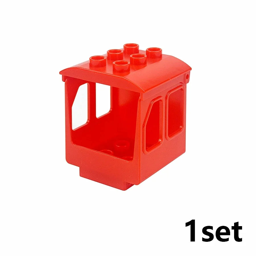 Big Size Track Bricks Train Straight Curved Switch Railway City View  Large Building Bricks Wheel Bridge Toys Compatible Duploes