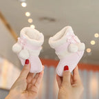 Baby Shoes With Soft Soles For Warmth 0-12 Months Old Baby Cotton Winter Socks and Shoes With Fleece Before Learning To Walk