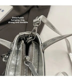 Korean Women Bag Silver Mini Small Square Bag Texture Vogue Versatile Shoulder Purses Crossbody Bag Lady Handbags