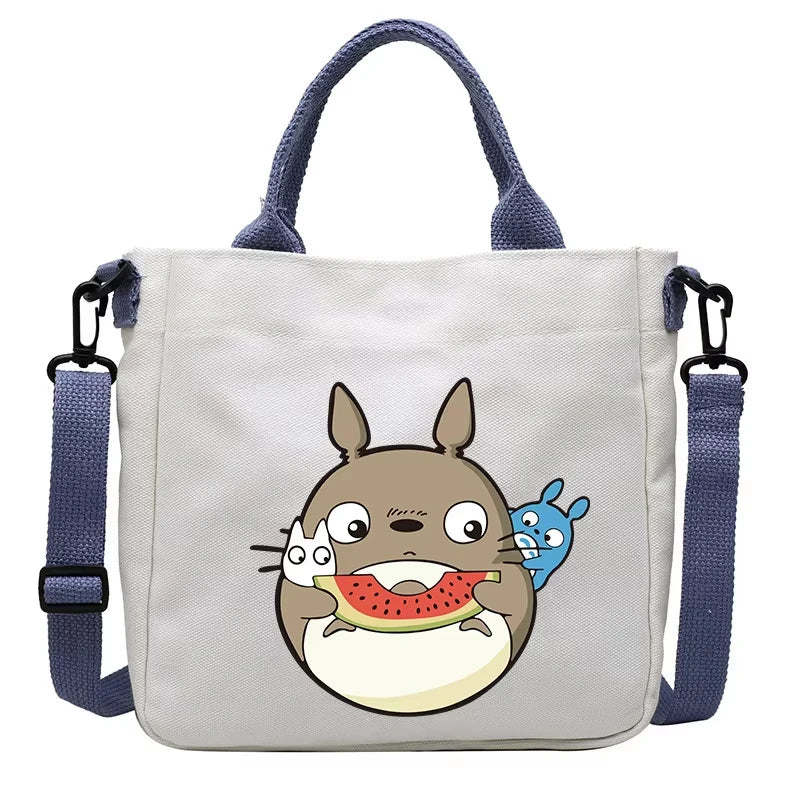 Cartoon Totoro Canvas Women Bag Boys Girl Simple Light Handbag Tote Bags Cute Cartoon Anime Crossbody Shoulder Packet Gift