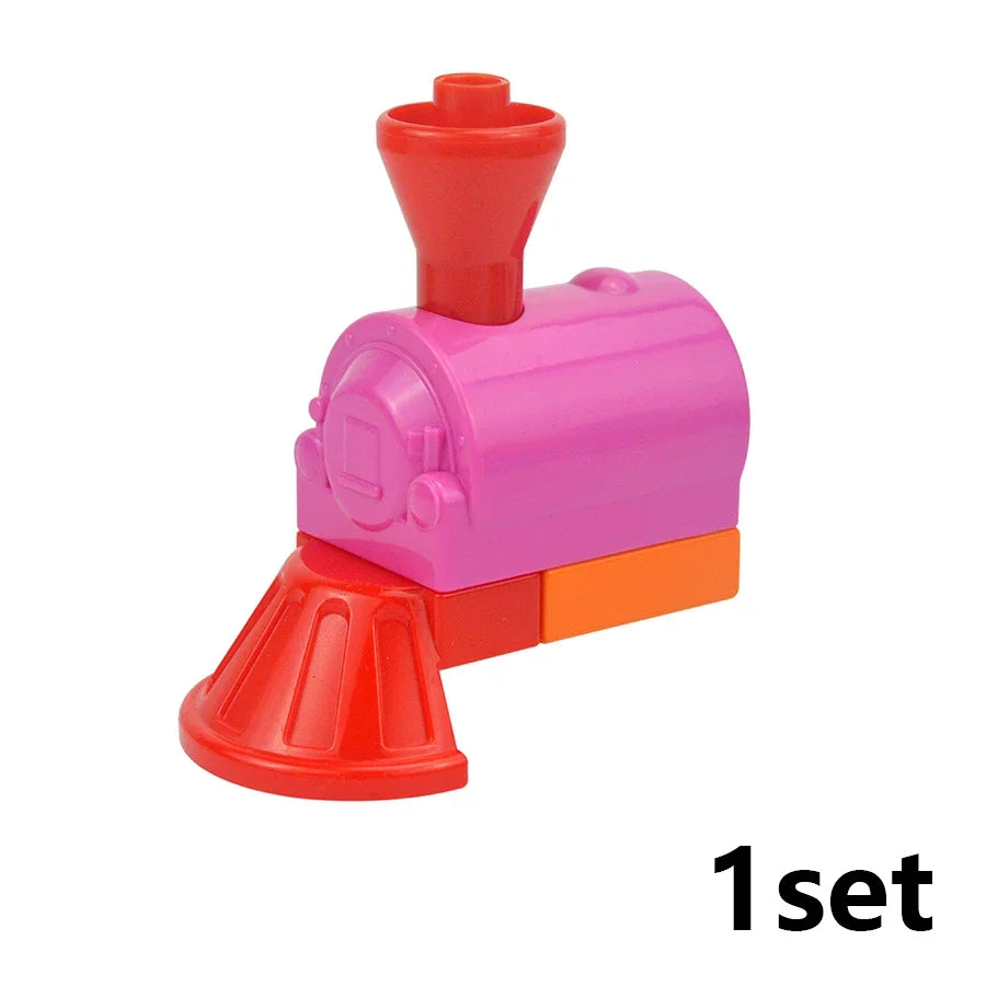 City View Large Building Bricks Wheel Bridge Big Size Track Bricks Train Straight Curved Switch Railway Compatible Duploes Toys