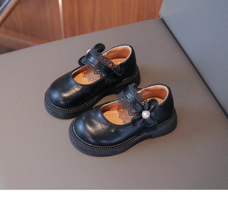 Girls Small Leather Shoes Size 23-36 Soft Bottom Leather Children's Single Shoes Beige Fashion Versatile Children's Baby Shoes
