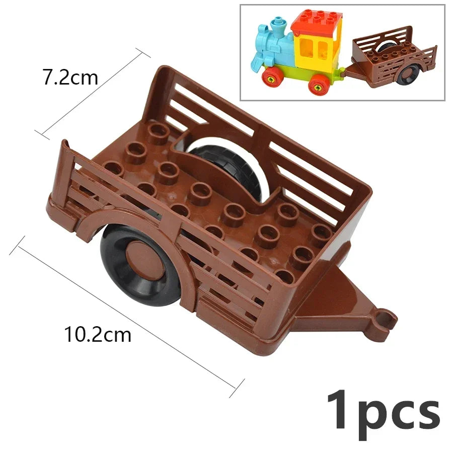 City View Large Building Bricks Wheel Bridge Big Size Track Bricks Train Straight Curved Switch Railway Compatible Duploes Toys