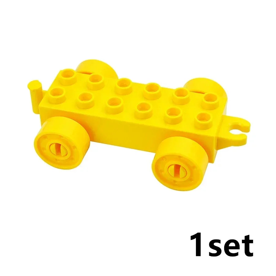 City View Large Building Bricks Wheel Bridge Big Size Track Bricks Train Straight Curved Switch Railway Compatible Duploes Toys