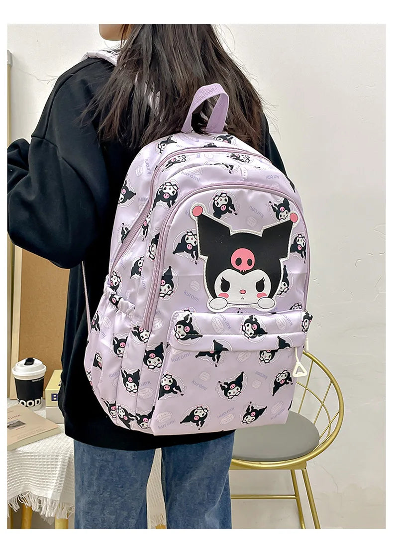 Sanrio Start Of School Season Backpack Anime Kuromi Cinnamoroll Student Bag Large Capacity Women Bag For Children Girls Gift ﻿