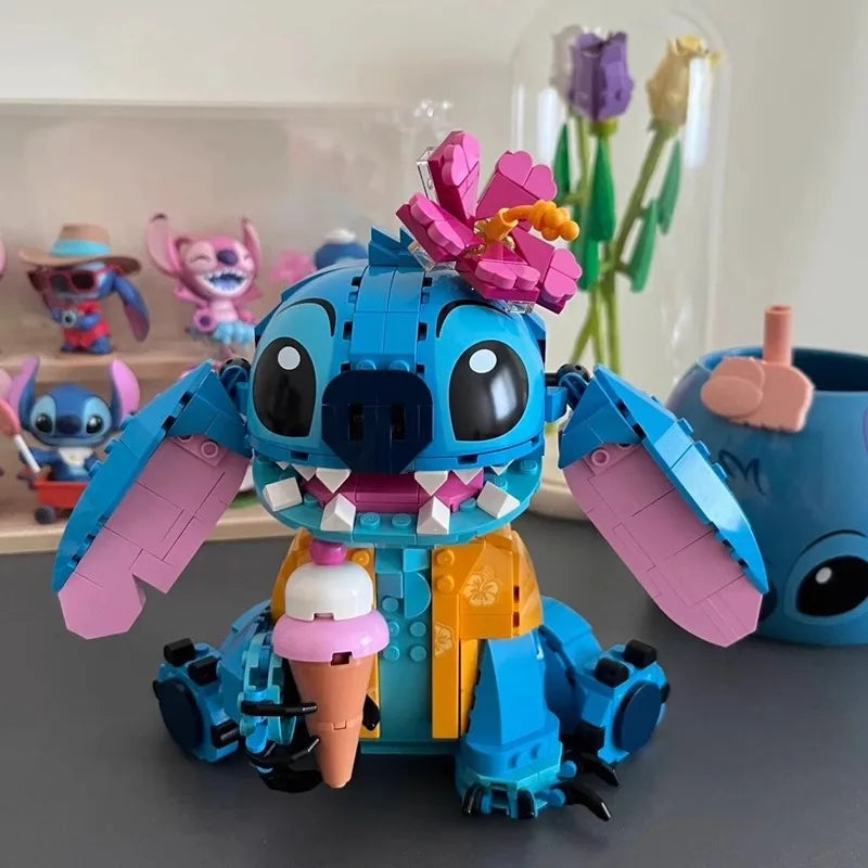 New Stitch Angel CP Building Blocks 2025 - Large Piece Cartoon Toys with Moving Ears Kids Assembly Gift for Boys Girls Birthday