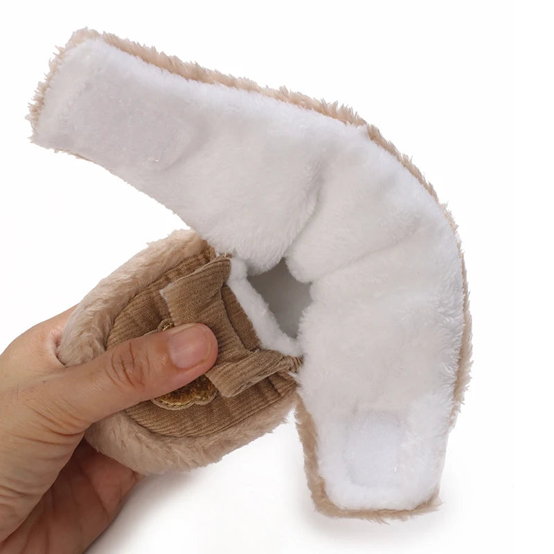 Cute Bear Baby Shoes Cartoon Soft Soled Snow Boots for Infant Boy Girl Autumn Winter Warm Thicken Plush Kids First Walkers 0-18M