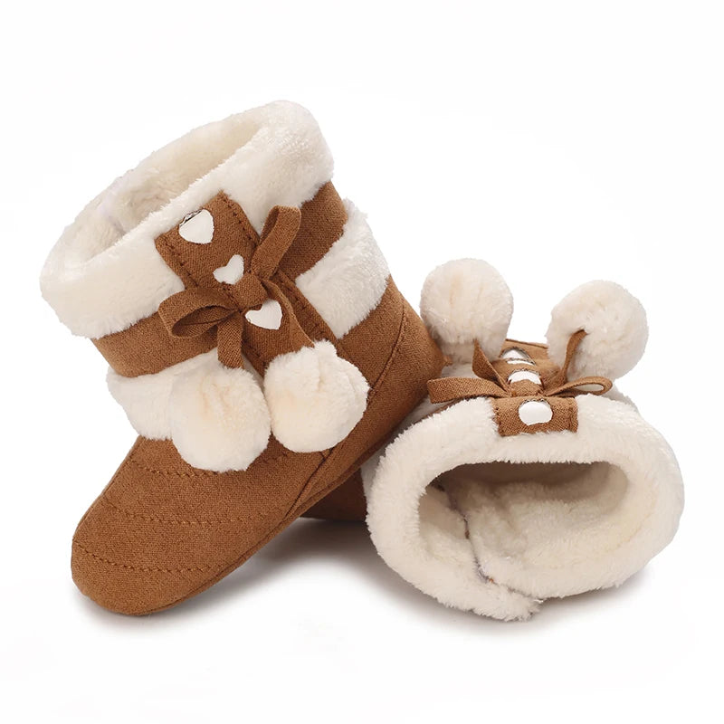 Baby Shoes With Soft Soles For Warmth 0-12 Months Old Baby Cotton Winter Socks and Shoes With Fleece Before Learning To Walk
