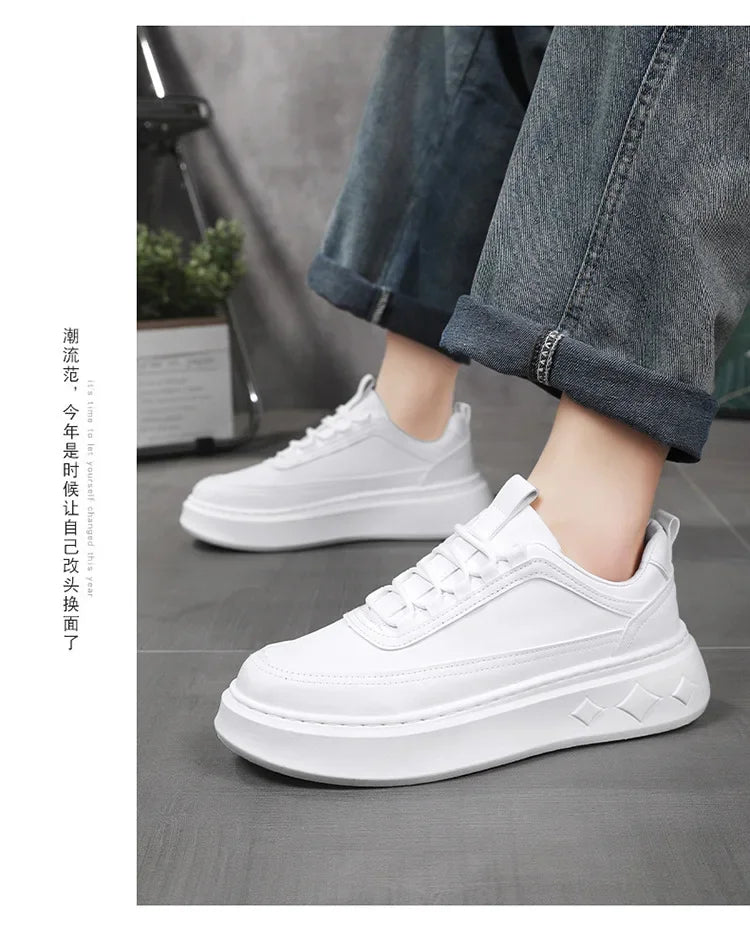 Summer Increase Height Men Shoes The New Breathable  Thick Sole Sneakers Casual  High Quality White Shoes