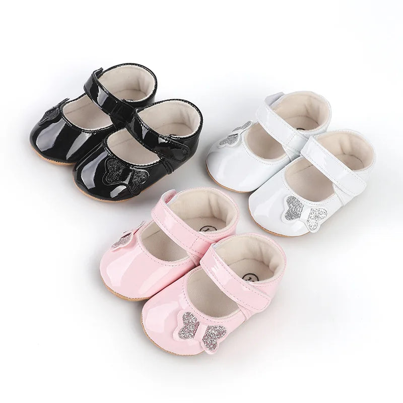 0-12 Months Baby Shoes PU Leather Shallow Mouth Single Shoe Bow Baby Walking Shoes Princess Shoes Baby Shoes